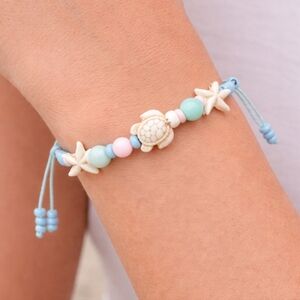 Boho Starfish Turtle Beaded Bracelet / Anklet Adjustable